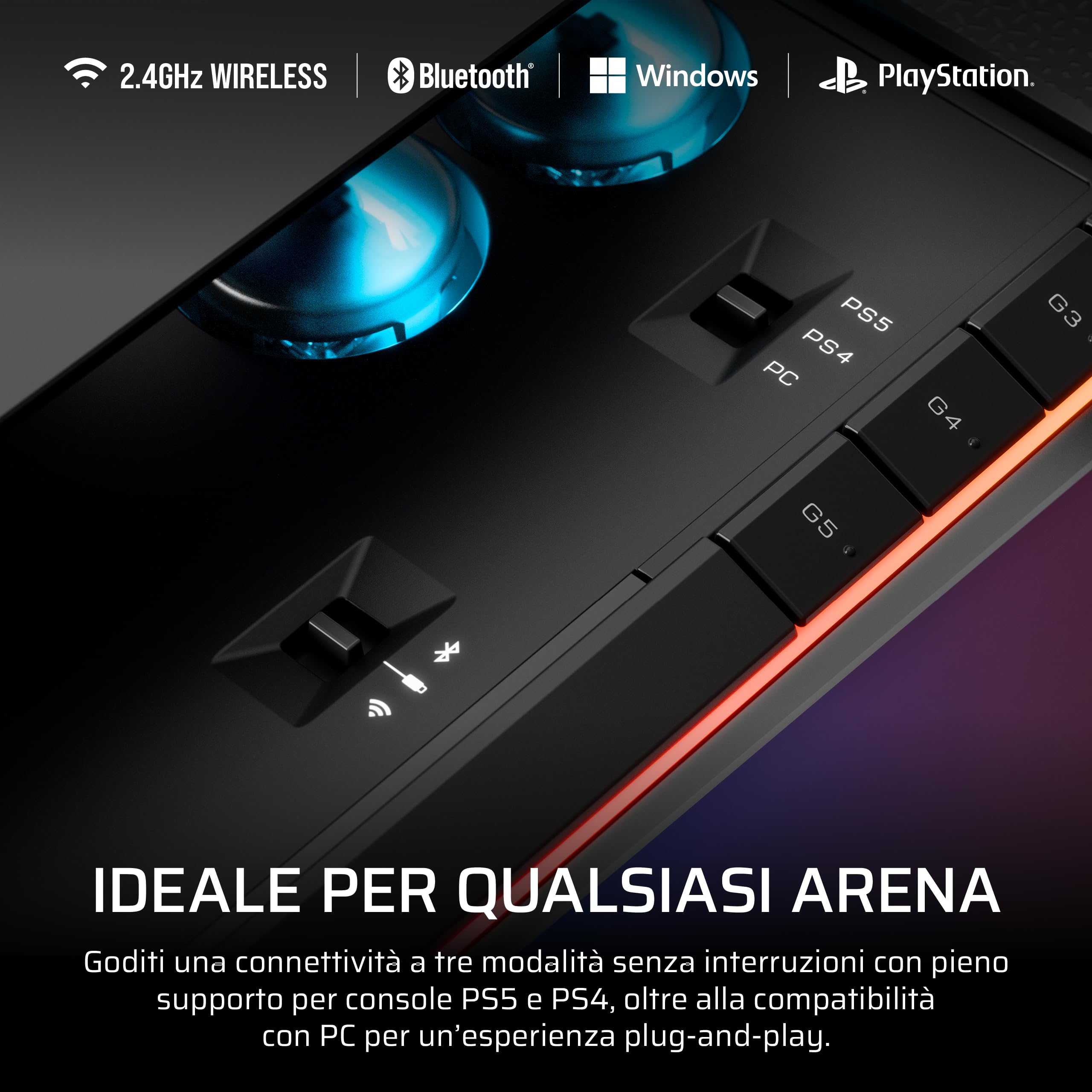 Corsair NOVABLADE PRO Controller Wireless Senza Leva 15 Tasti 1000Hz 2,4GHz SOCD MGX Hyperdrive PS5 PS4 PC