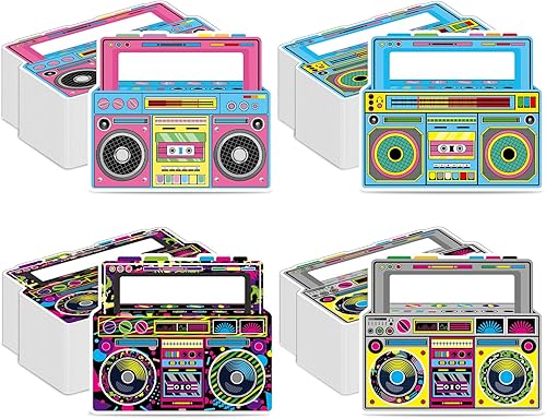 100 servilletas de radio Boombox de regreso a los años 80 y 90, decoraciones de fiesta retro en forma de boombox, servilletas desechables para