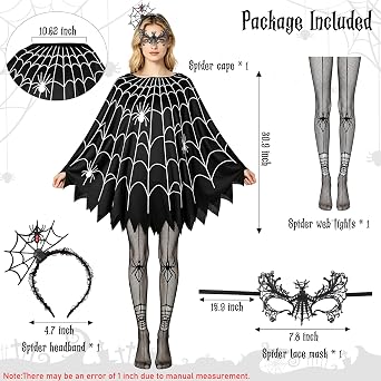 4 PCS Halloween Costumes for Women,Glow in Dark Spider Web Costume