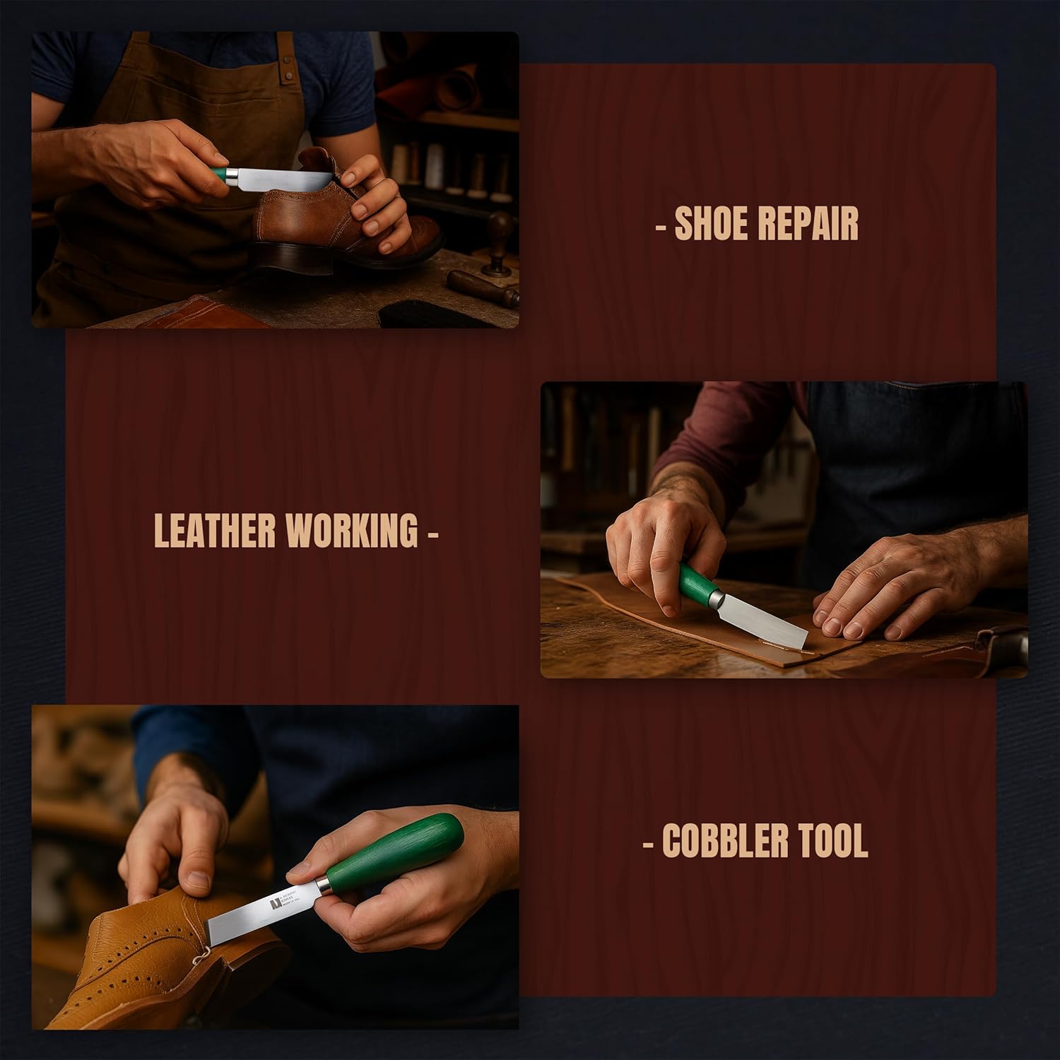 R. Murphy 4" Square Point Shoe Repair Cobblers Skiving Knife, Leather Working Tools, Ductwork Duct Knife for Insulation Foam, Made in USA, 4SQGH