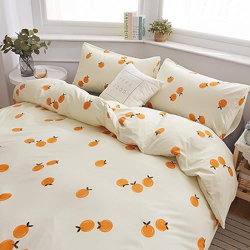 Miniatura 3 de LAMEJOR Juego de funda de edredón color blanco, tamaño Queen, diseño floral y hojas rojas, juego de ropa de cama suave de 3 piezas