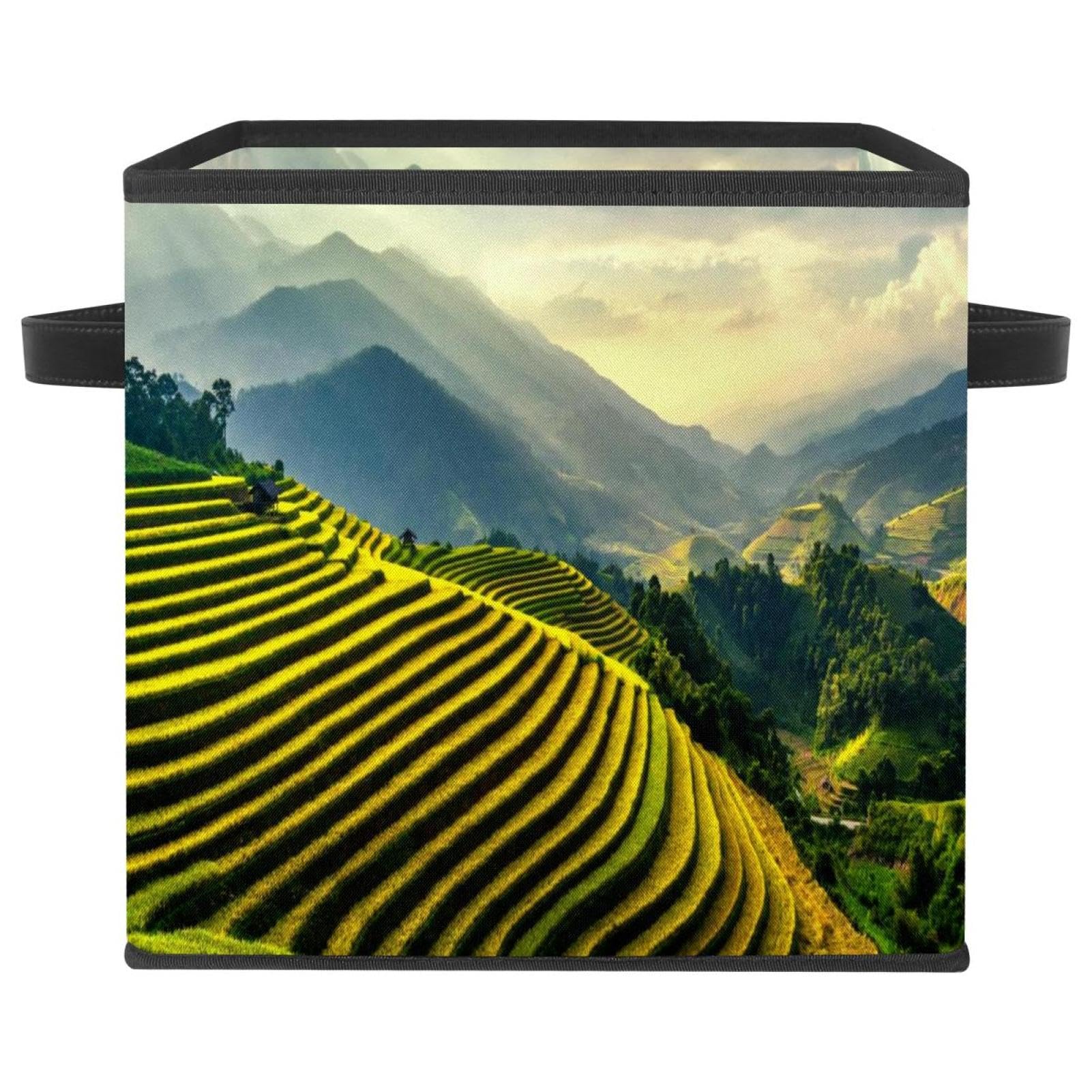 Organiseur en tissu paysage vert ferme pour chambre et salon