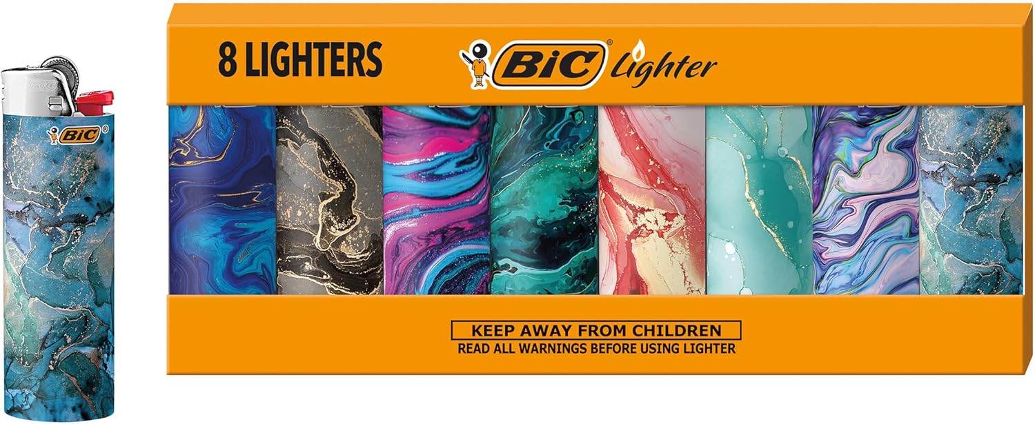 Encendedor BIC Maxi Pocket Marble Collection Pack de 8
