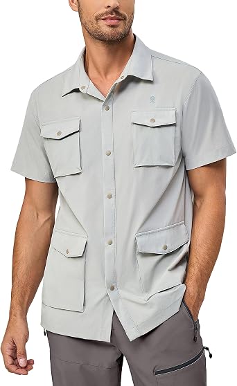 Little Donkey Andy Mens Lightweight Quick Dry Shirts for Hiking Travel Fishing Short Sleeve UPF50 Cargo Pocket