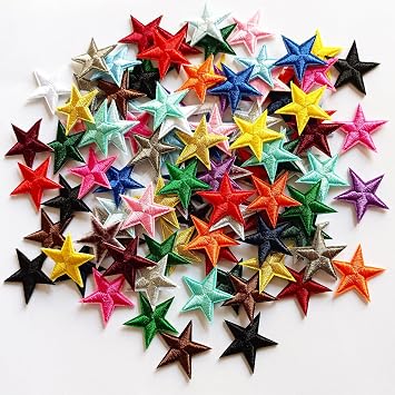 100pcs Star Iron on Patches, Mini 1.2 inches Star Patches Embroidered Patch Applique Embellishments for Clothing, Jackets, Backpacks, and Decorations Multicolor