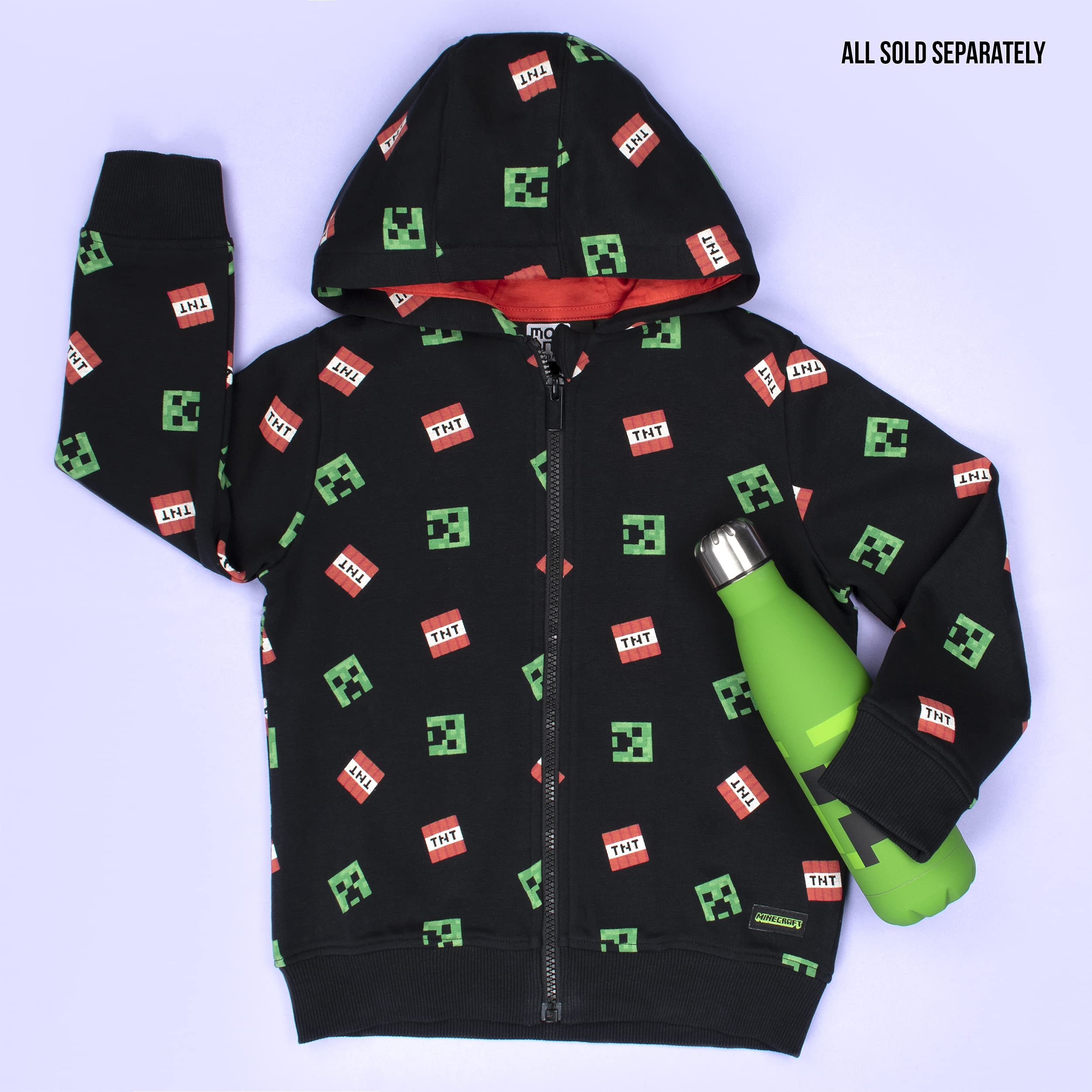 Minecraft - pour Enfants - Sweat à Capuche zippé Sweat à Capuche zippé Creeper Pixel Vert