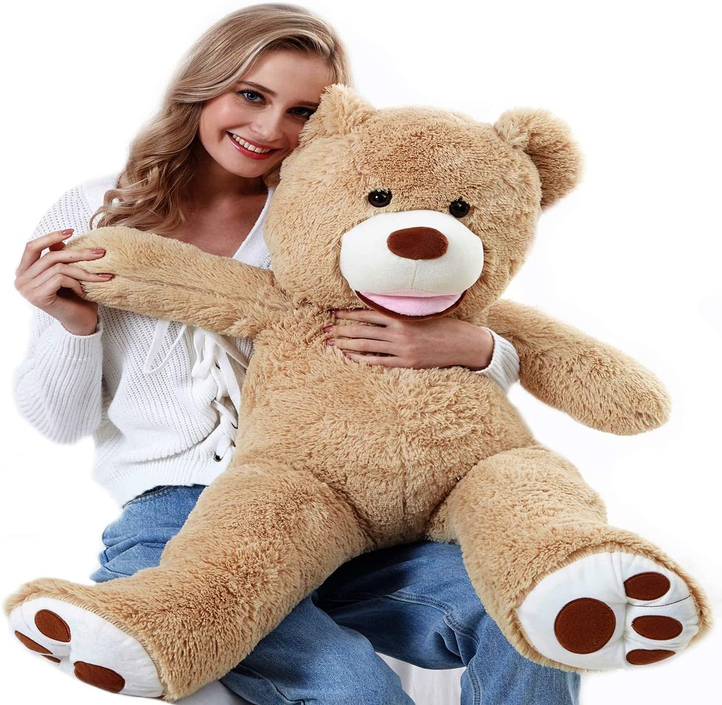 Soft and Cuddly Plush Teddy Bear 4 Big Footprints - 39 Inches Plush Stuffed Animals - Idea Gift for Birthday and Valentine's Day