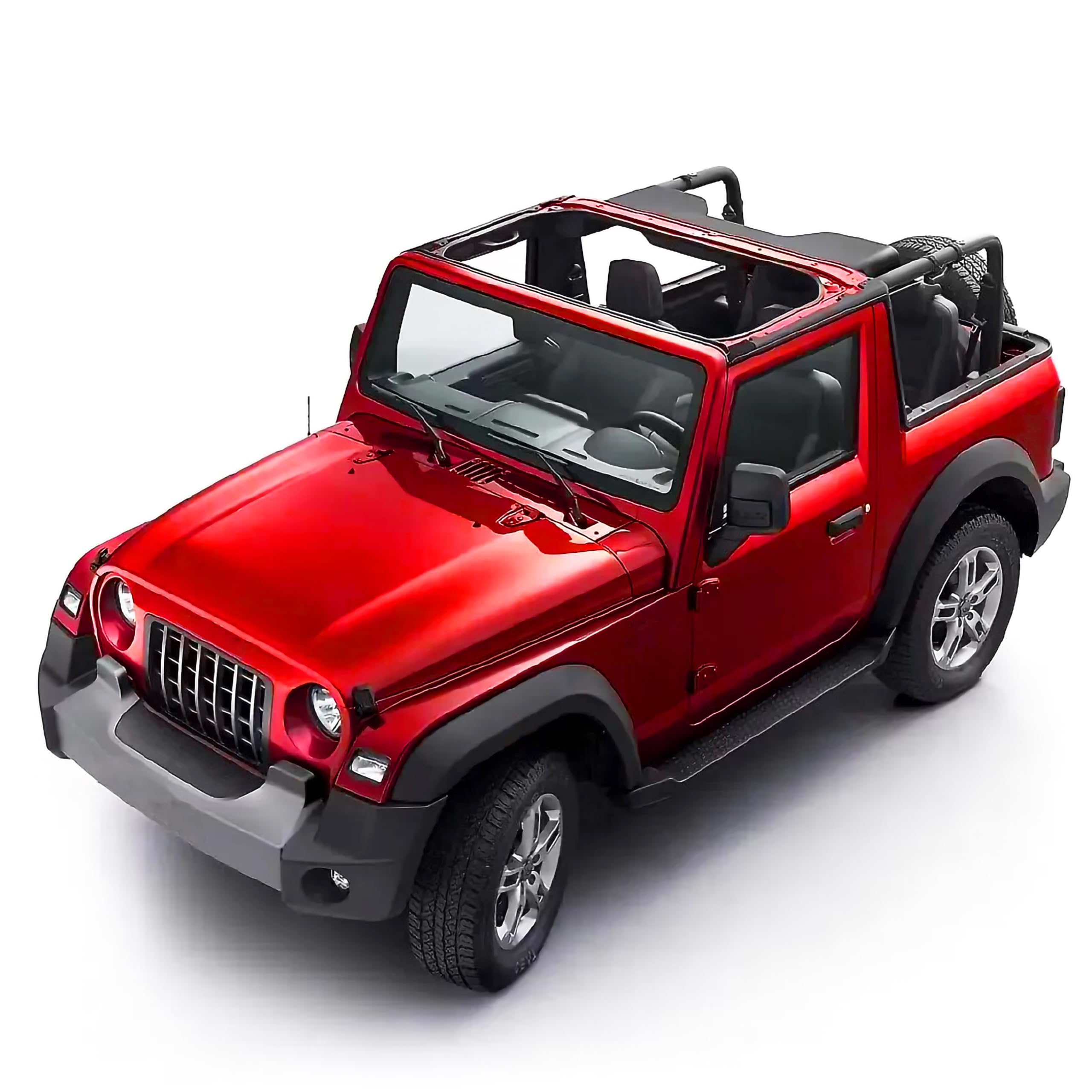 VGRASSP 1:32 Scale Mini Die Cast Pull Back Action Car Toy for Kids with Rubber Tires, Realistic Design Openable Doors - Off-Road Scale Model - Color As Per Stock (Open Roof Thar)-image-27