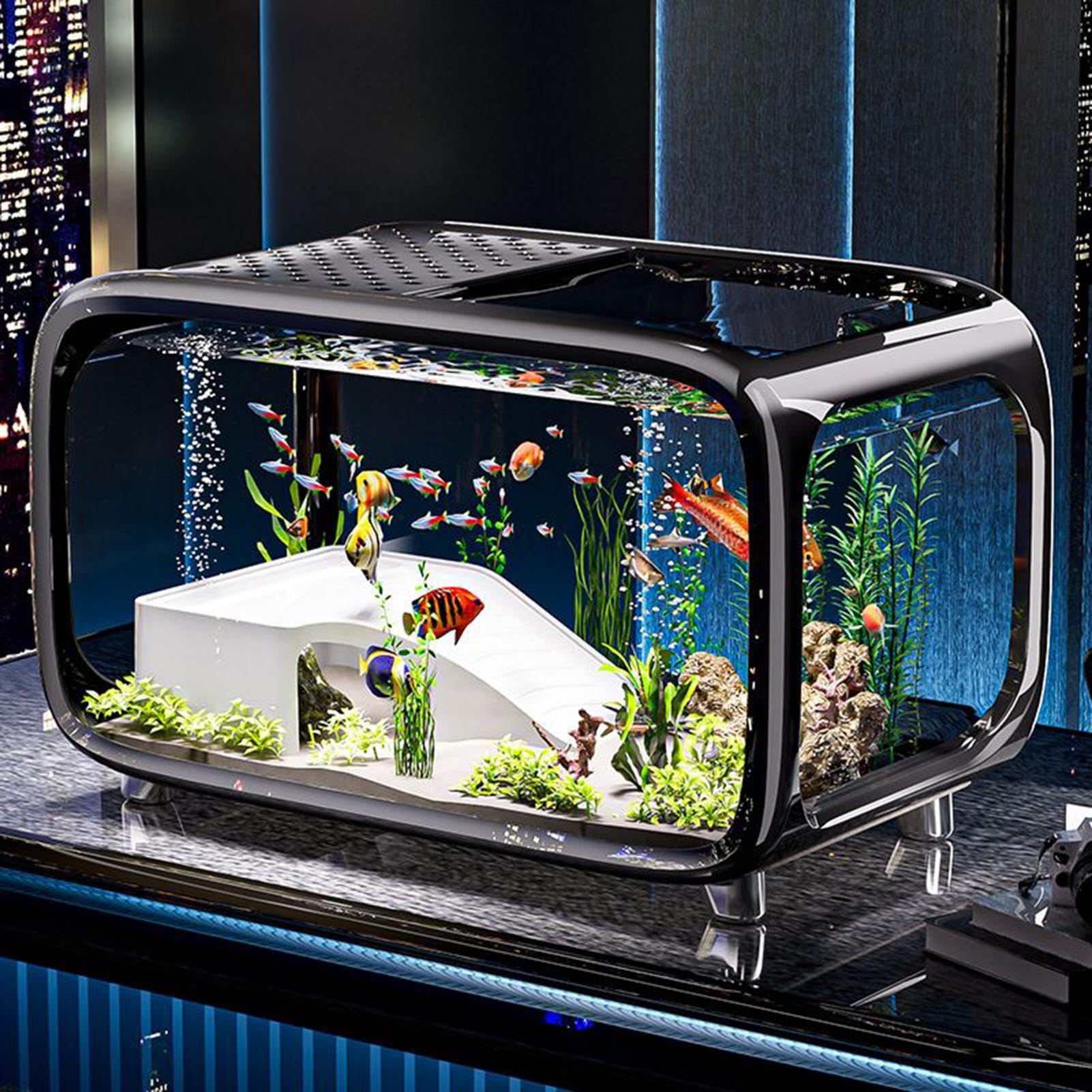 Acquario Acquario Paesaggio per Betta | Habitat Acrilico Chiaro Per Tartarughe Lumache Betta Acquatiche