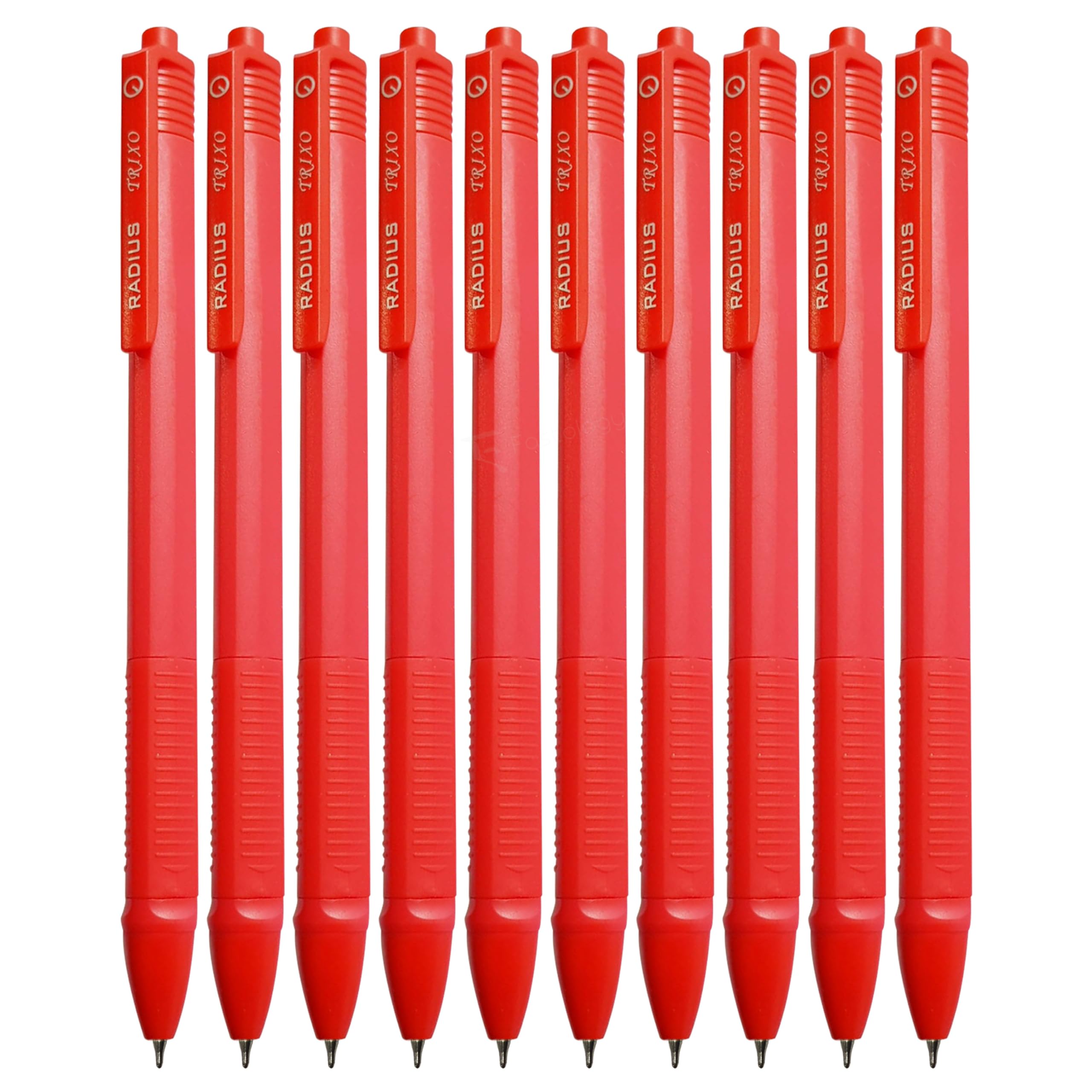 Retractable Ballpoint Pens, 0.7mm Fine Point, RED, Pack of 50, RADTri Tri Grip Pens, Everyday Pens for School Office Home, iVAIDEX Black Ball Pen