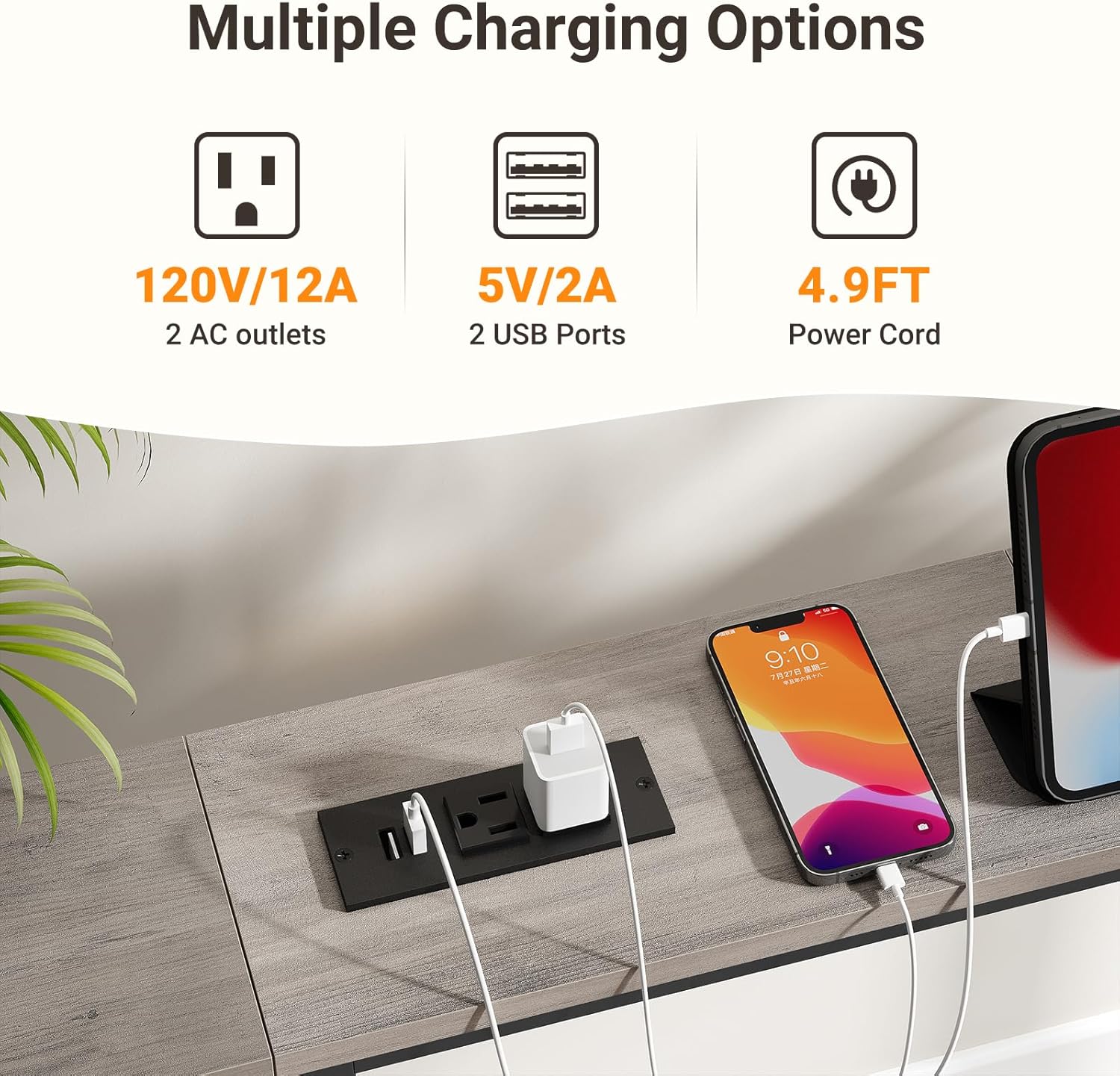 ELYKEN 2 Pack 5.9" Narrow Console Sofa Table with Power Outlets, Total 78.8” Long Behind Couch Table with Charge Station and 5.9’ Extension Cord for Living Room, 5.9" D x 78.8”W x 29.5”H, Gray