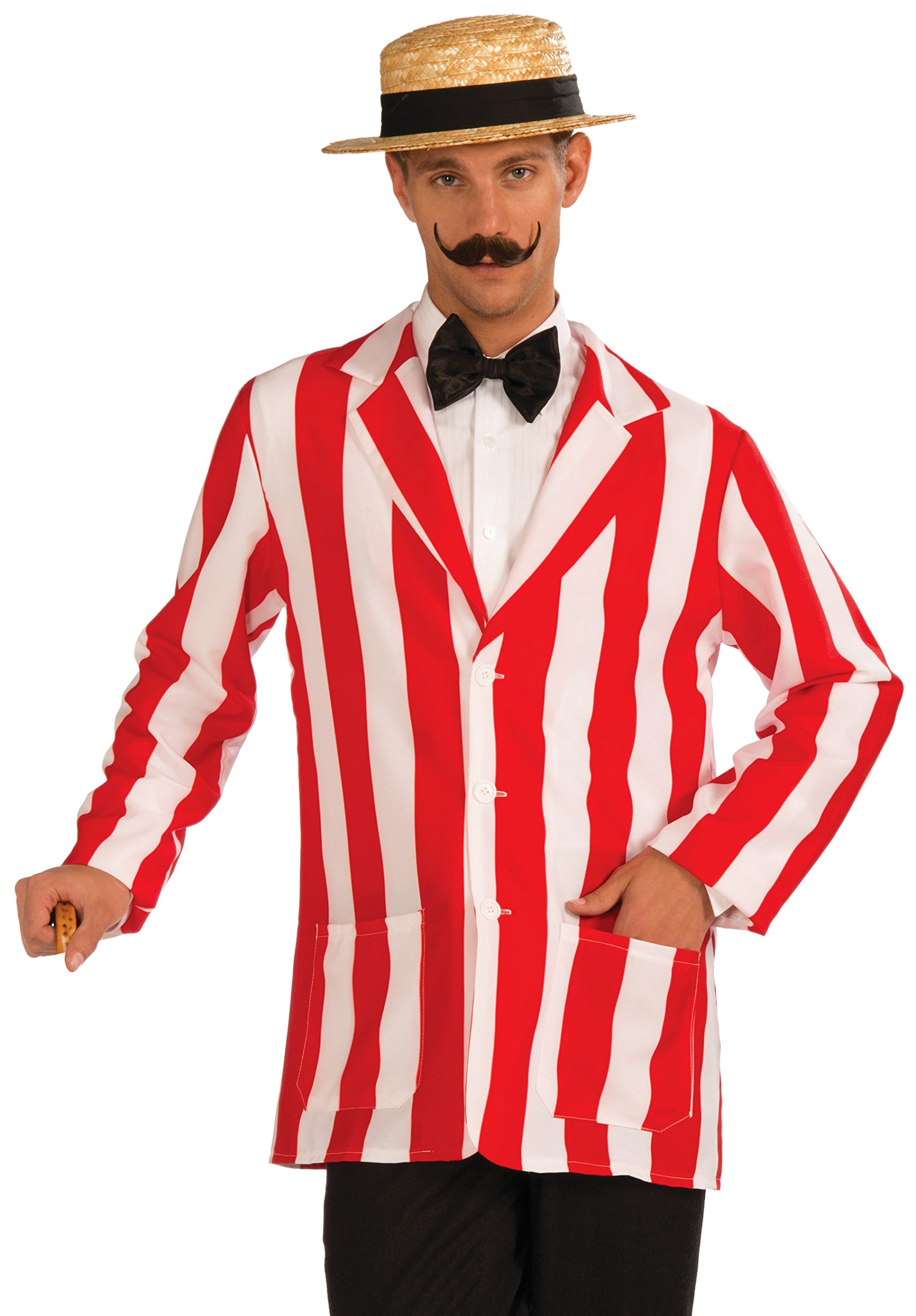 Forum Novelties AC563 Old Time Jacket Striped Dress (UK 42-44), Red, Chest Size 42" - 44"