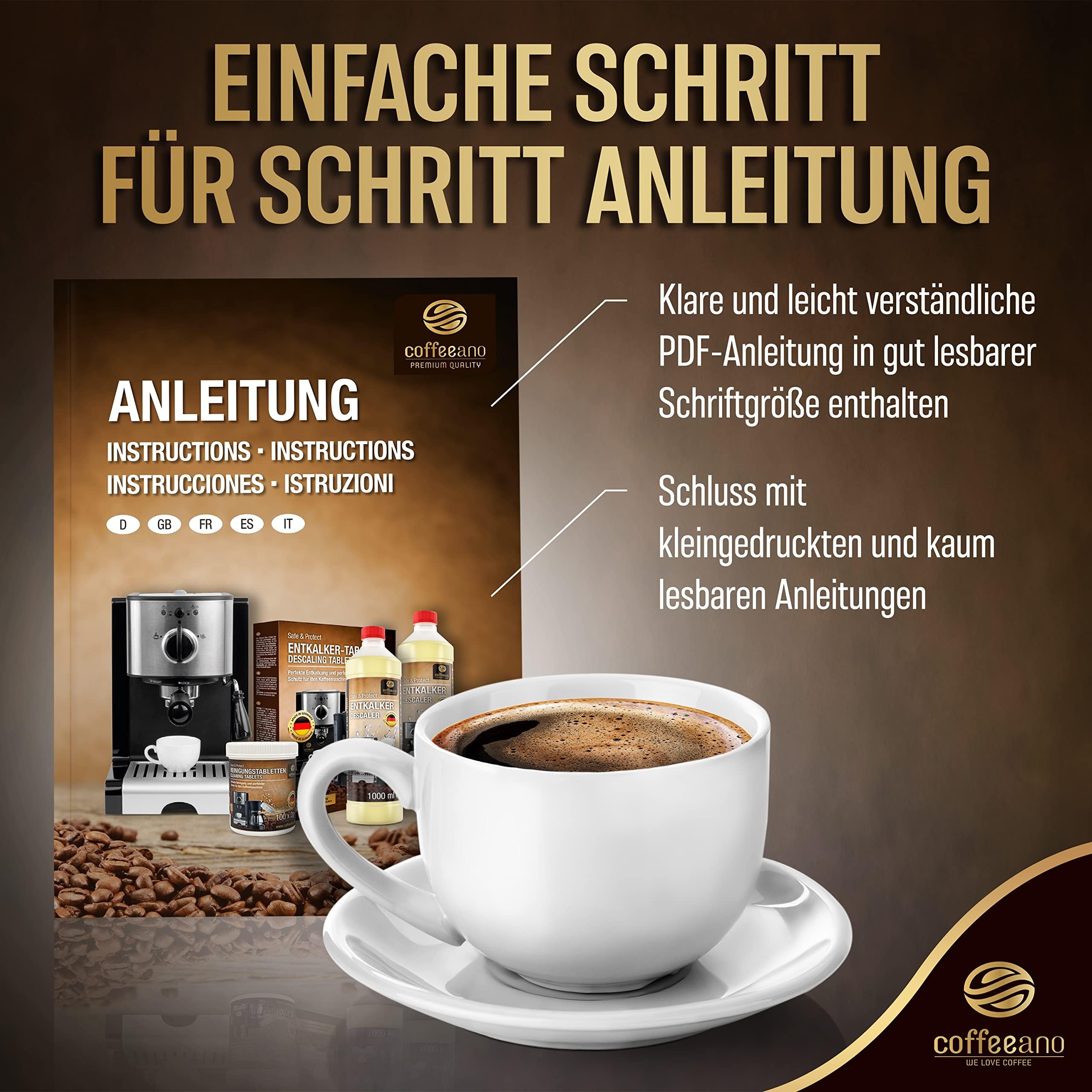 Coffeeano 2x 750ml środek do czyszczenia układu mleka do ekspresów do kawy i maszyn do kawy | 100 zastosowań | Dla Delonghi, Siemens, seria EQ, Jura, Krups, Bosch, Miele, Melitta, WMF i wielu innych.