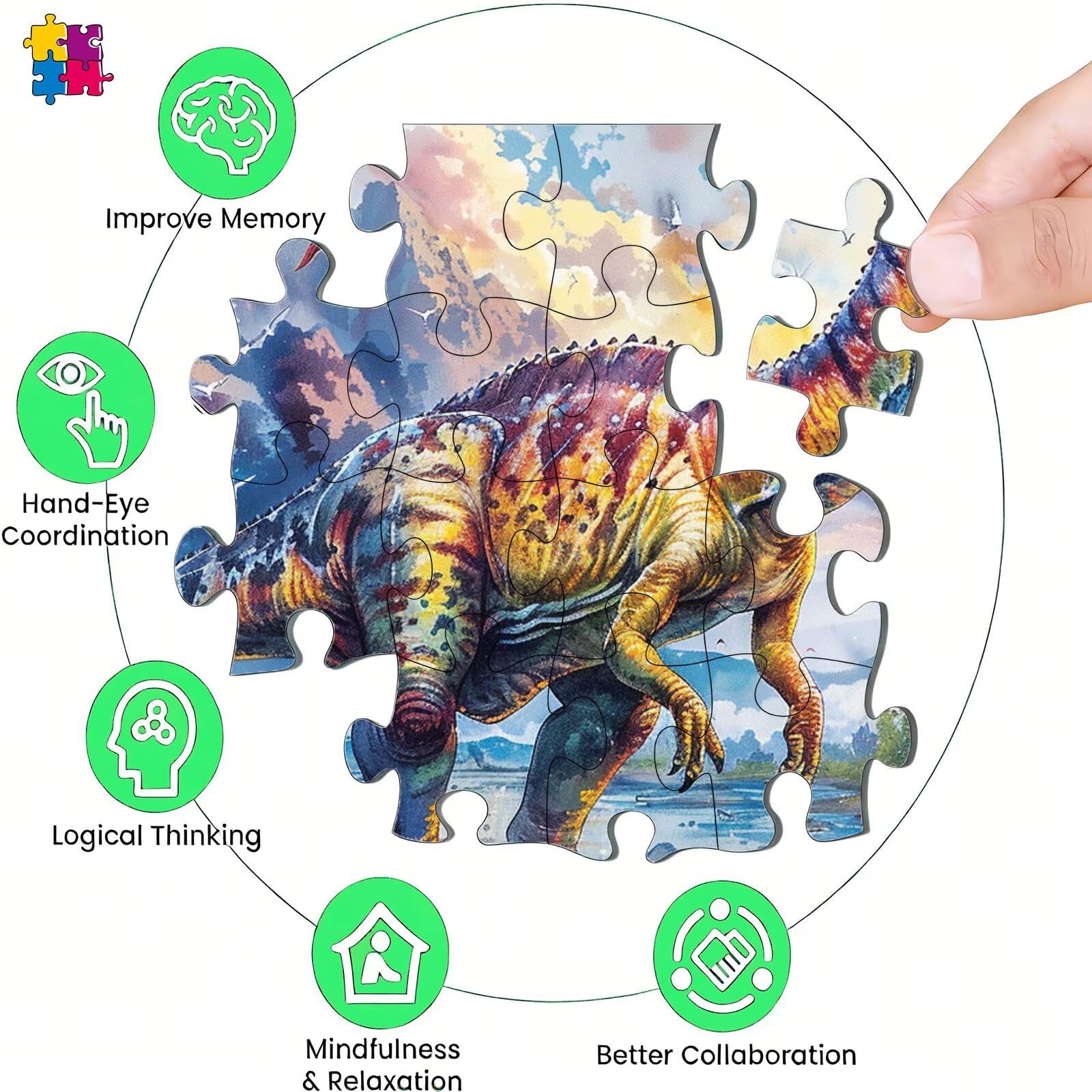 Puzzle 2000 sztuk, abstrakcyjne puzzle dinozaurów 2000 elementów dorośli i dzieci, wysokiej jakości artystyczna łamigłówka, 99,5x70,5 cm Klasyczna gra Puzzle dla dorosłych, prezent dla kobiety