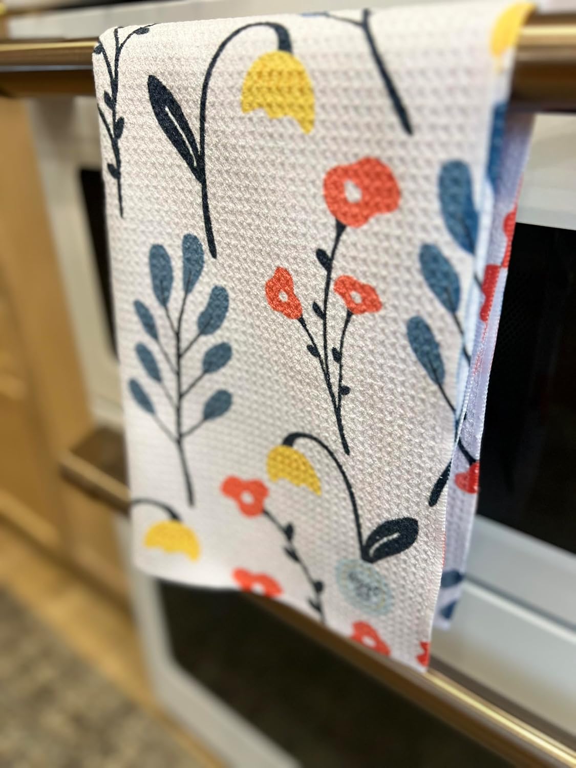 || 2 Pack Double Sided|| Not Your Ordinary Dish Towels || Waffle Weave Microfiber || Tea Towels || Highly Absorbent || Hanging Loop || Dish Cloths || Designer Prints|| Navy - Image 5