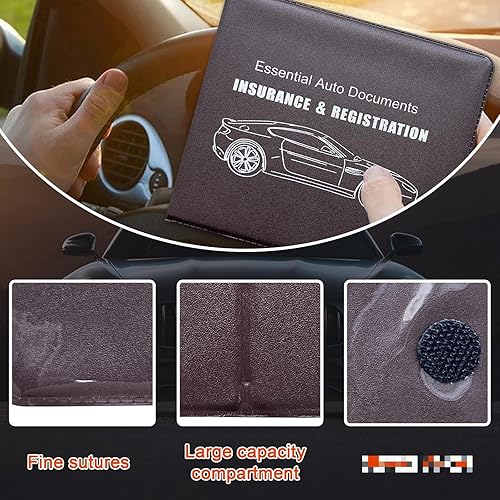 Miniatura 3 de Kewucn Soporte para registro y seguro de automóvil, paquete de 2 organizadores de documentos esenciales de primera calidad, accesorios universales