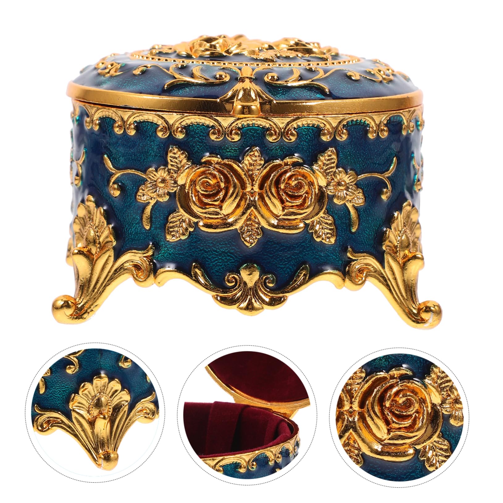 Alipis 3piezas Caja De Joyería Enameled Diseño De Rosa Almacenamiento Multifuncional Para Pendientes y Collares Decorativa y Elegante Para Organizar Accesorios El Hogar