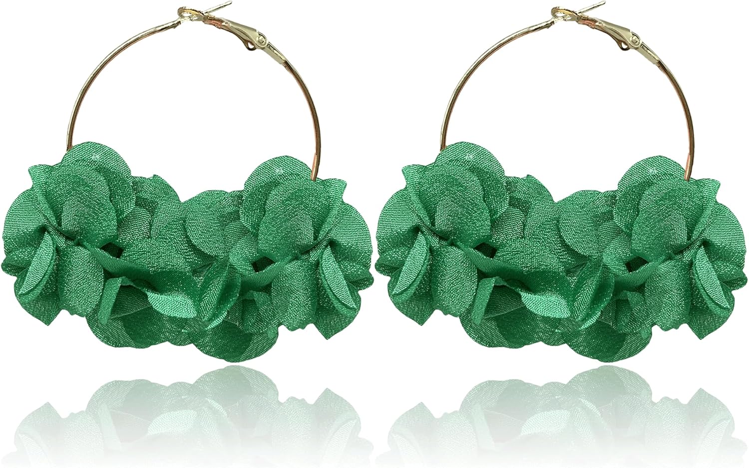 Colorful Flower Earrings for Women White Floral Hoop Earrings Camellia Dangle Earrings