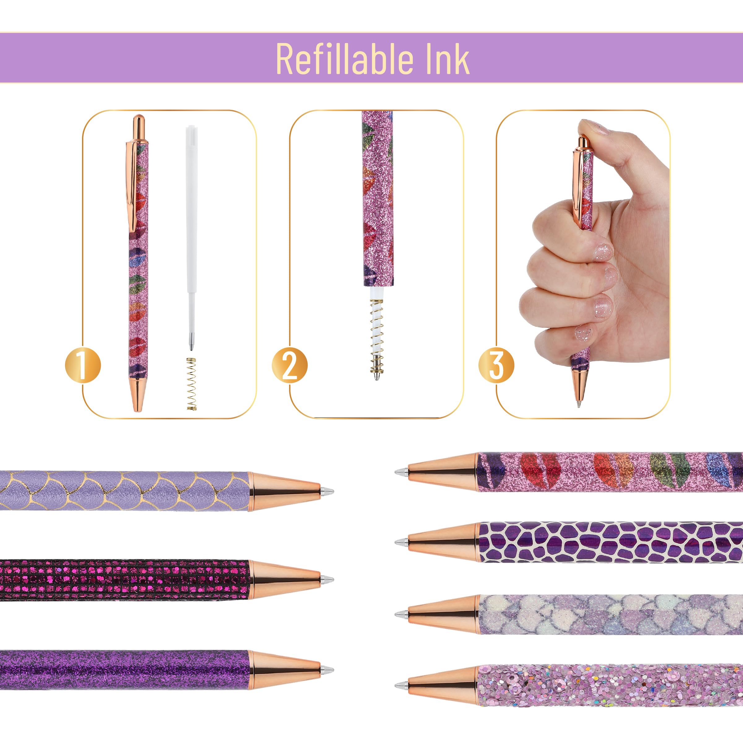 Mr Pen- Fancy Pens for Women 7 Black Ink Ballpoint Pens with 10 Refills 1 0mm Elegant in — view 4