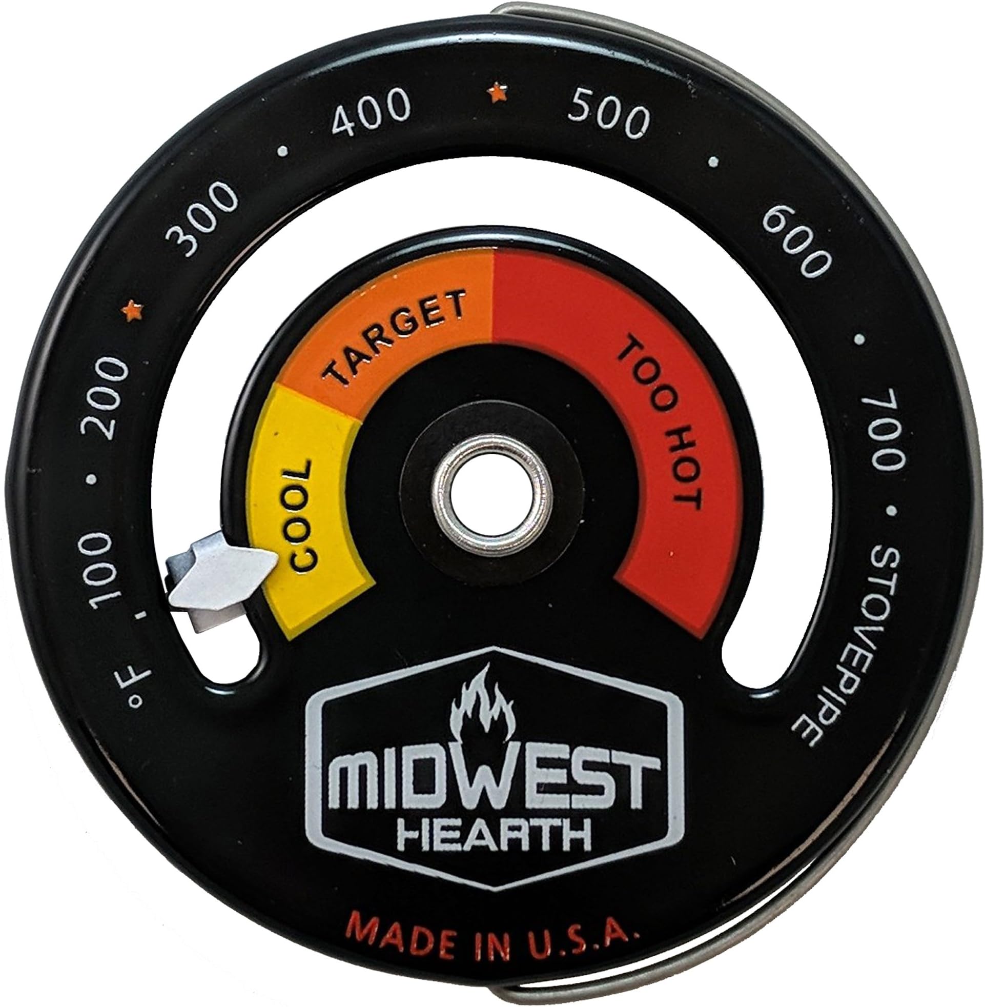 Midwest Hearth Wood Stove Thermometer - Magnetic Chimney Pipe Meter (Made in USA)