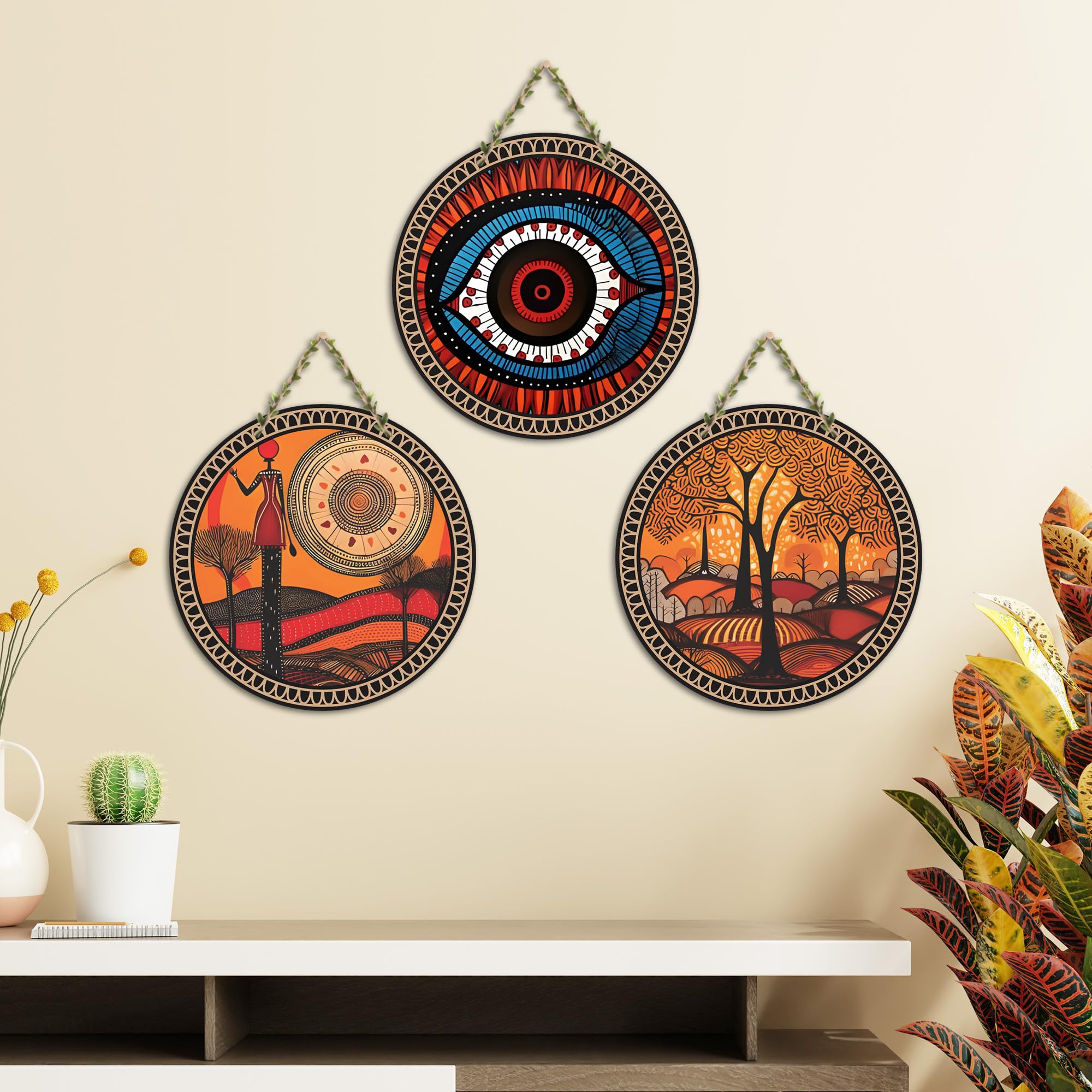 Artvibes Warli Art Wooden Wall Hanging Decoration Items for Home | Bedroom | Living Room | Mdf Designer Decorative Artwork | Ideal Gifts | Stylish Modern Decor Item for Hall (WH_9902N) (Set of 3) (B0DJ5KD1YP) Amazon Price History, Amazon Price Tracker