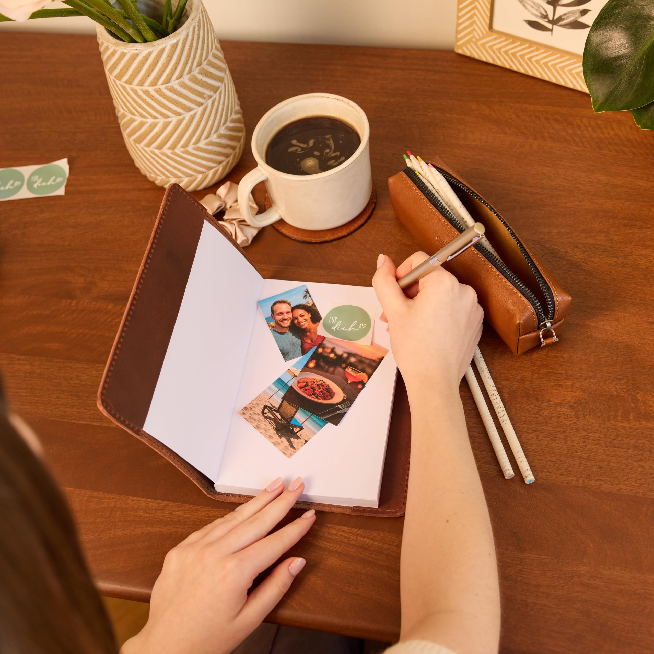 Gusti Cuaderno de piel Lahja notas esbozos diario de viaje marrón cuero
