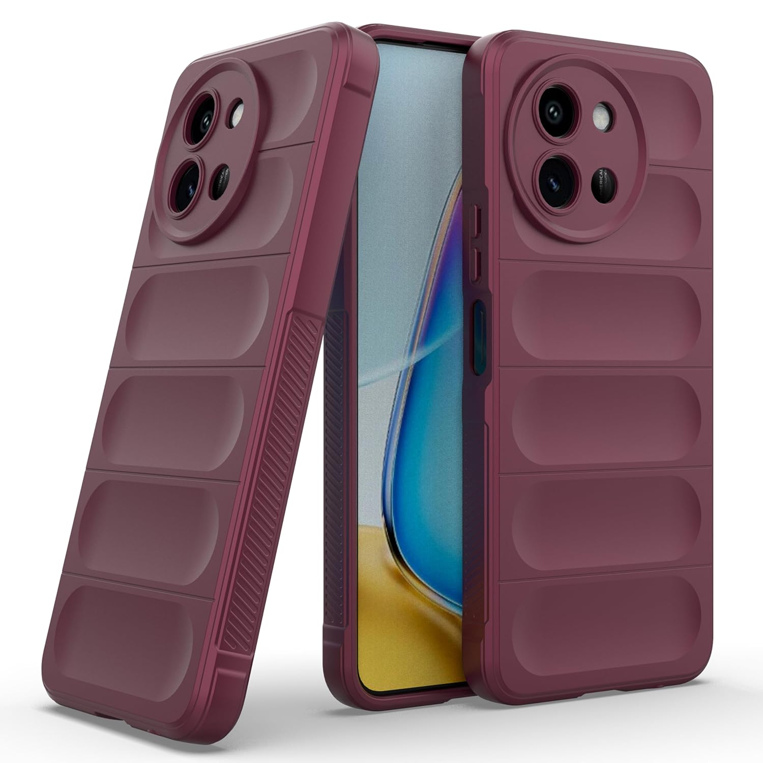 amazon basics Back Case Cover for Vivo T3x 5G | Compatible for Vivo T3x 5G Back Cover | Liquid Silicon Magic Case with Camera Protection | Plum