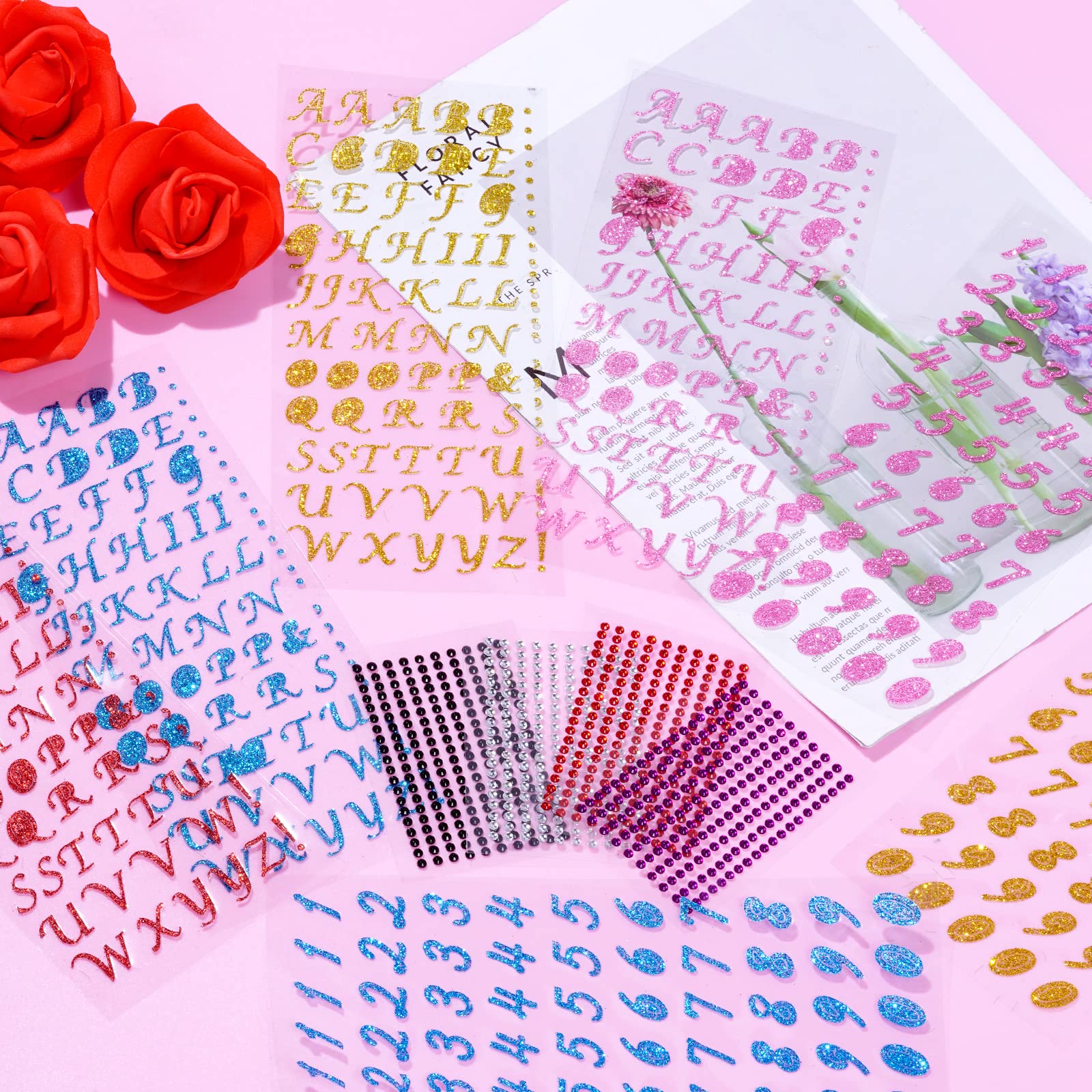704 Autocollants Lettres Et Chiffres Dorés 1.1 Cm - 8 Feuilles PET, Pour Scrapbooking, Décoration, Loisirs Créatifs