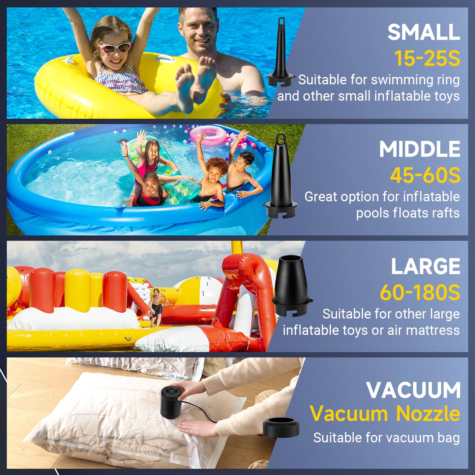 Pompe à Air électrique - Gonfleur Et Dégonfleur électrique 220W 2 En 1 Avec 3 Buses Amovibles Pour Matelas Gonflable Oreiller Lit Bateau Anneau De Bain 92008251 Pompe à Air électrique - Gonfleur Et Dégonfleur électrique 220W 2 En 1 Avec 3 Buses Amovibles Pour Matelas Gonflable Oreiller Lit Bateau Anneau De Bain 92008251