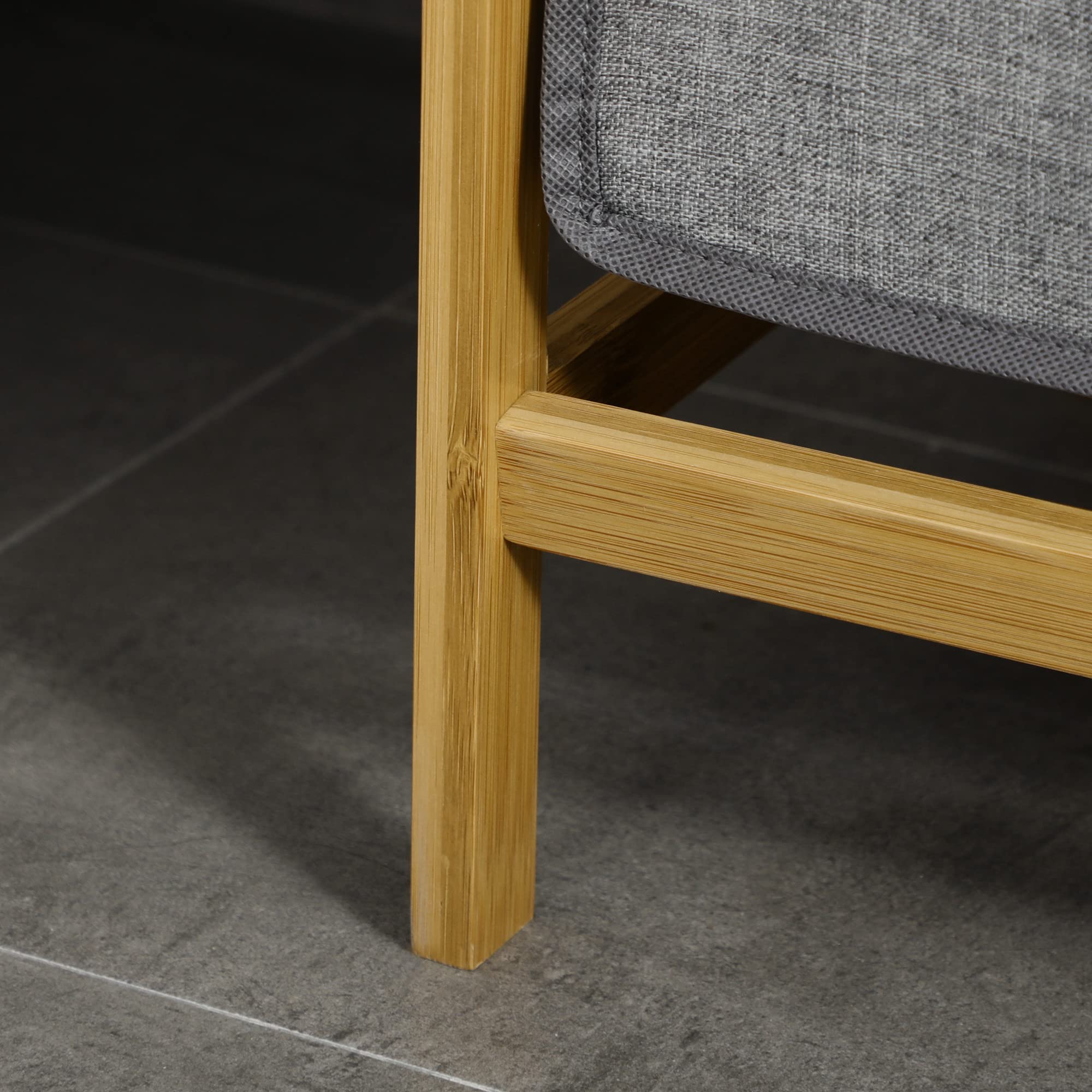HOMCOM Portabiancheria in Legno di bambù, Doppio cesto Estraibile con Maniglie e Ripiano a Doghe, 63.5x33x73cm, Grigio