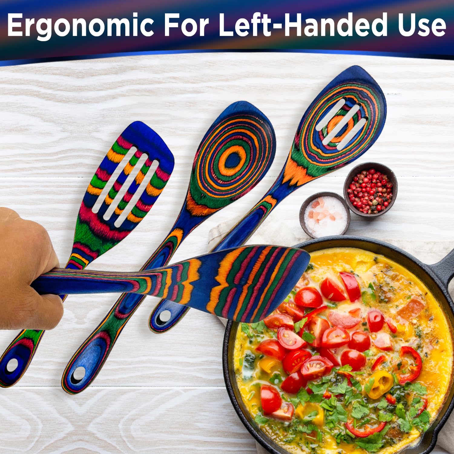 Lefty's Pfannenwender-Set für Linkshänder, 4 Spatel, 2 Löffel, ideal zum Kochen, Wenden, Allzweck-Küchenutensilien – Geschenke für Linkshänder, Erwachsene