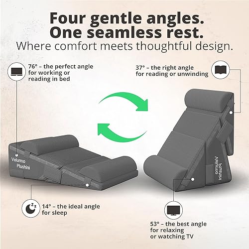 Miniatura 7 de Juego de almohada de cuña grande con 4 ángulos ajustables para dormir, descansar, recuperarse, ver la televisión, leer y trabajar - Fundas