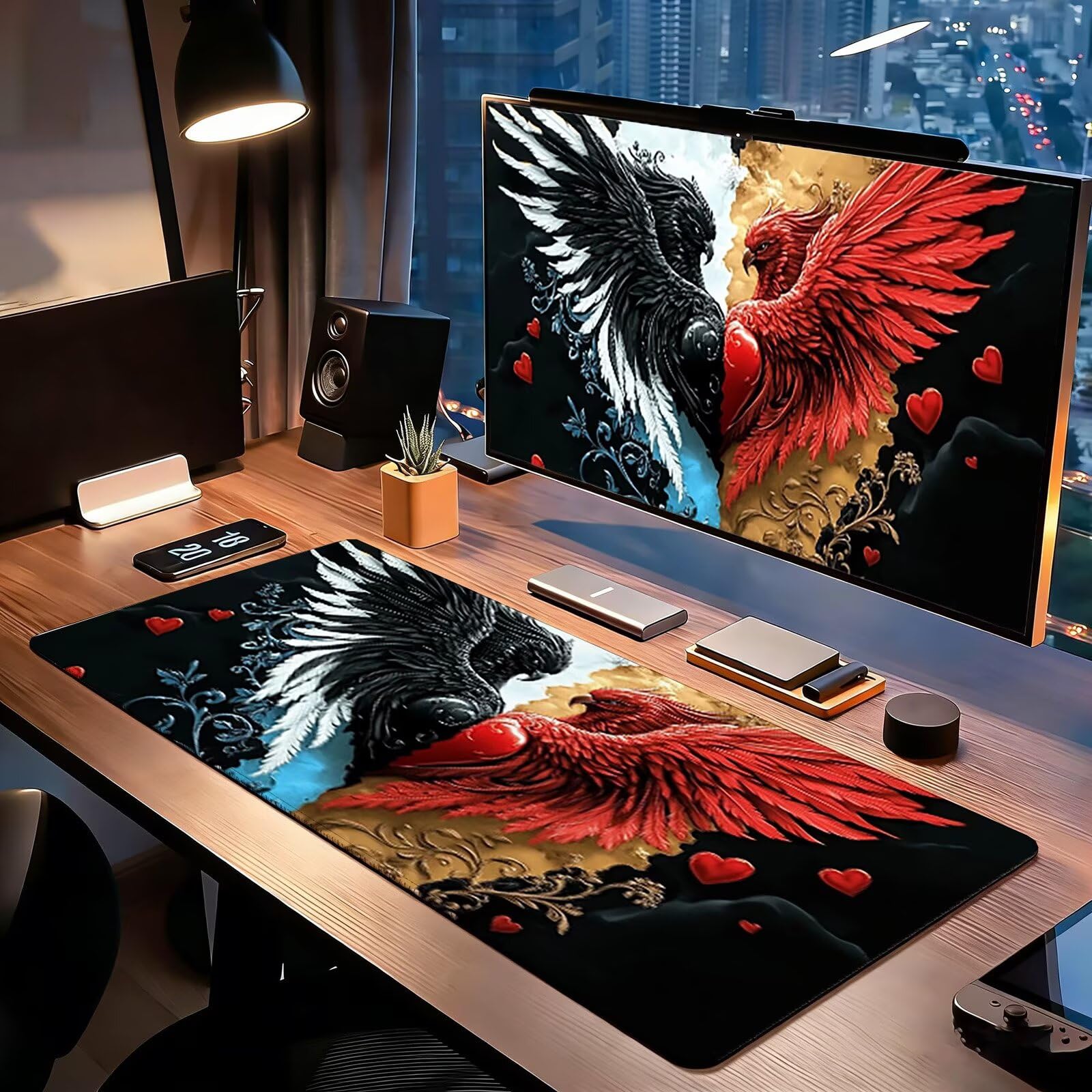Tappetino Mouse Gaming, 1200x600mm Tappetino Mouse XXL nero 0c0-315 | Mouse Pad Grande, Ottimizzato per i Sensori da Gioco, Migliora Precisione e Velocità, per Mac e PC, rosso