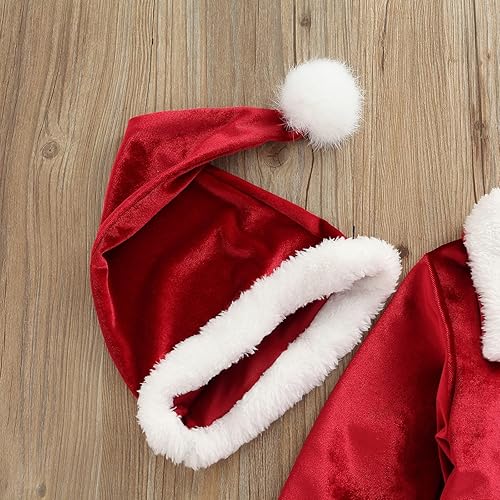 Miniatura 5 de Conjunto de disfraz de Navidad para niños de terciopelo rojo vestido elegante de manga larga con botones pantalones largos 4 piezas