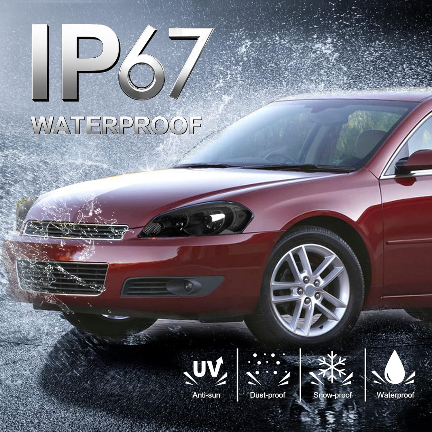 MOSTPLUS Headlight Assembly Compatible with 2006-2013 Chevy Impala / 2014-2016 Chevy Impala Limited / 2006 2007 Chevy Monte Carlo Front Lamp with Black Housing/Black Lens/Clear Reflector