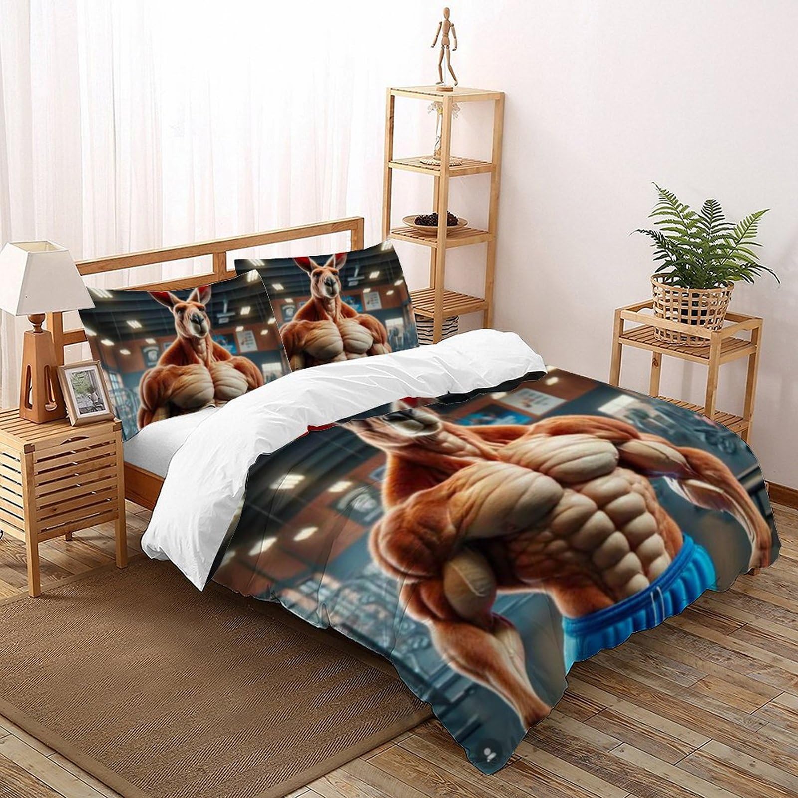 Housse de Couette Animaux Imprimé 3D Kangourou Bedding Microfibre Luxe