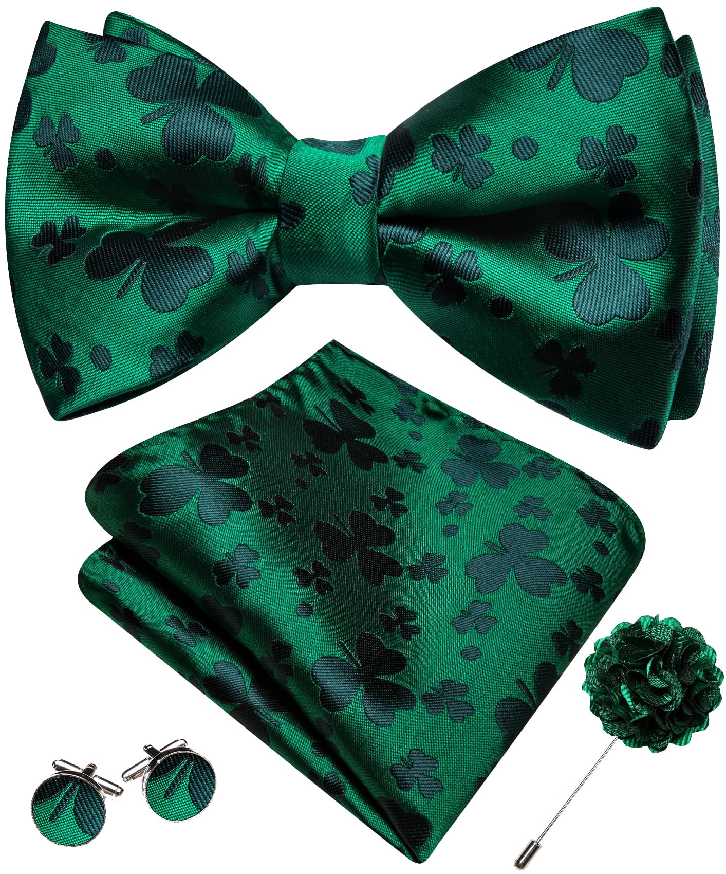 YOHOWA Mens Bow Tie Paisley Coloful Pre-tied Bowties Handkerchief Cufflinks