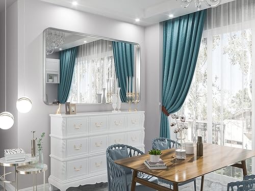 Miniatura 262 de TETOTE Espejo de 60 x 36 pulgadas para baño, espejo de tocador dorado de latón cepillado, espejo de pared grande rectangular con marco de metal Oro