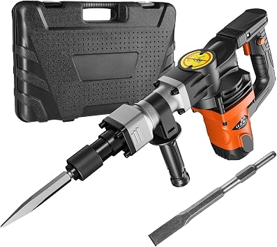 Electric Demolition Jack Hammer Concrete Breaker 1400W with 2 Chisel Bit - Ideal for Construction and Renovation Projects