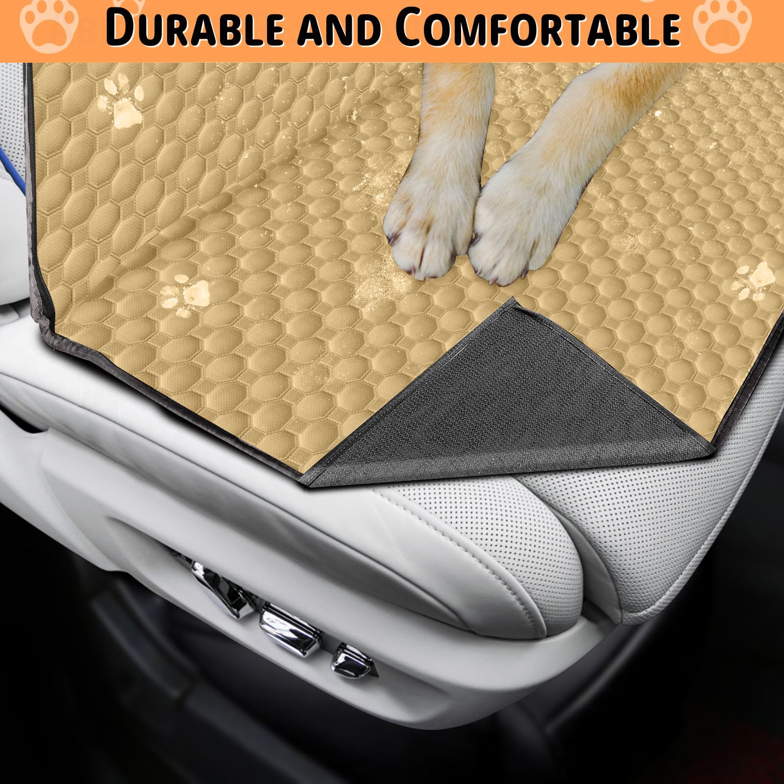 Taygeer Coprisedile Auto per Cani, Telo Auto per Cani con Protezione Laterale e Finestra, Telo Macchina per Cani Resistente ai Graffi e all'acqua(145 x 136cm) für Auto Van SUV-Cachi