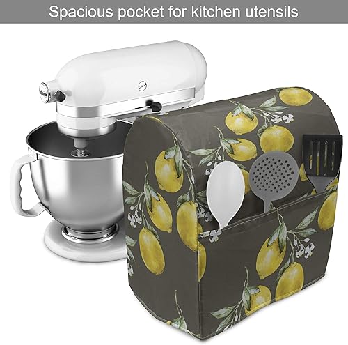 Miniatura 2 de Ambesonne Funda floral para batidora, ramas de limón con pétalos de crecimiento, esencia de naturaleza, funda organizadora de electrodomésticos de