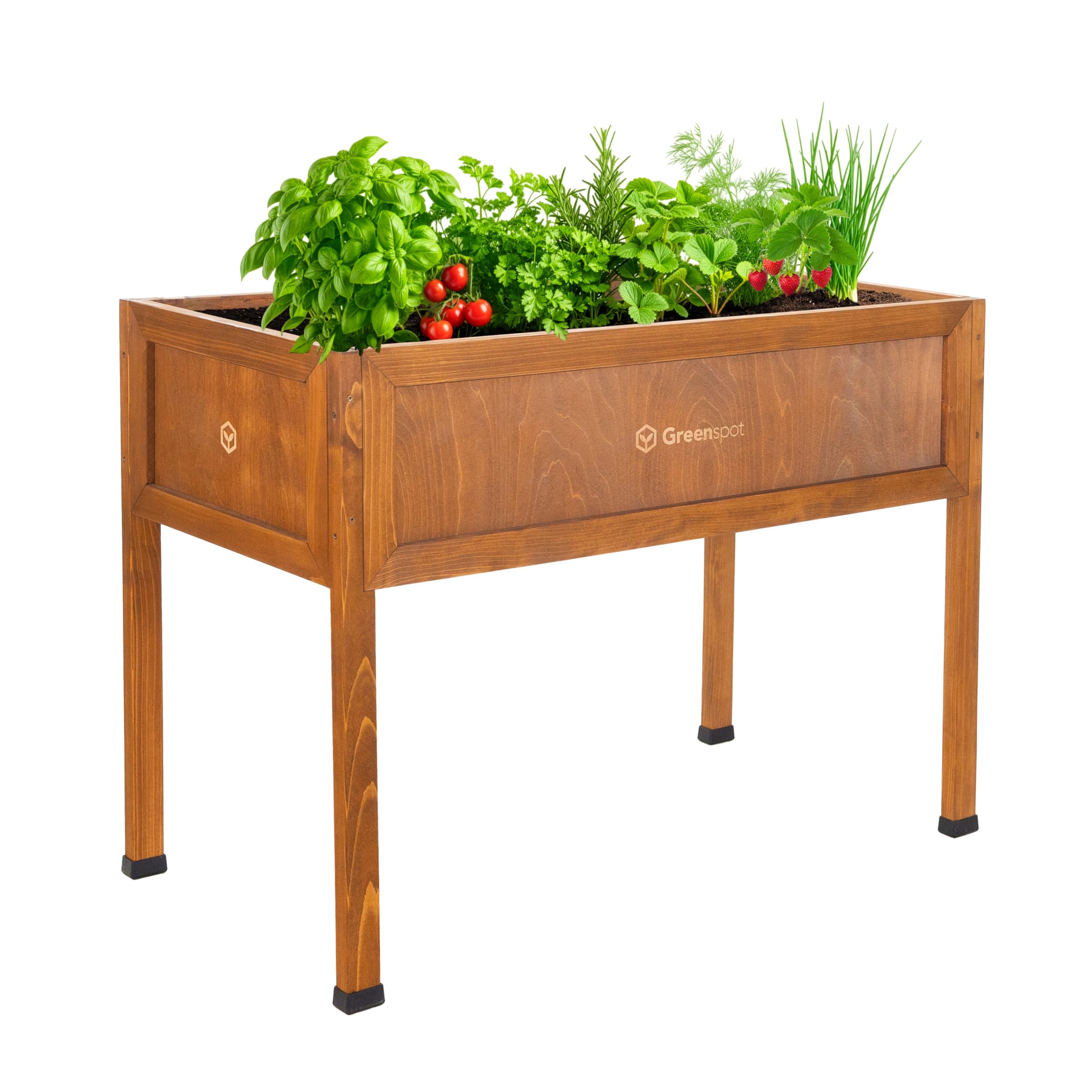 Greenspot - Hochbeet Balkon mit Haube - Hochbeet mit Frühbeetaufsatz - 110x55x120cm - aus Holz - Terrasse Minigewächshaus, Frühbeetkasten mit Deckel, Kräuterbeet - Vintage Palisanderbraun