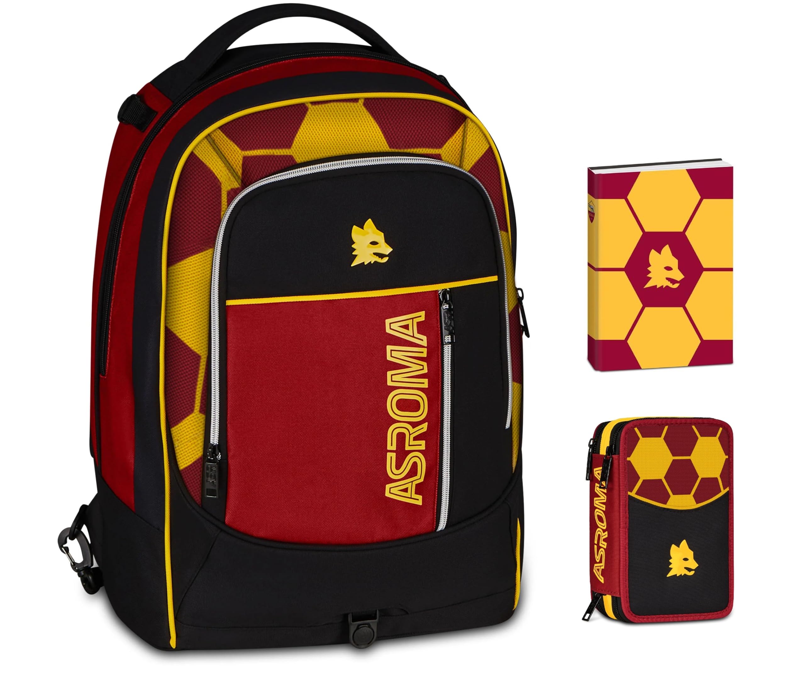 Zaino Scuola Roma ADVANCED TONDO By Seven per primaria Bambino + Astuccio 3 piani + Diario 2026/2027 + 7 penne a scatto e portachiave squadra