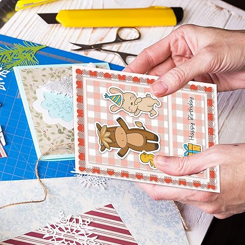 Miniatura 6 de INFUNLY Juego de sellos y troqueles transparentes de animales de granja, ganado, conejo, sellos de silicona transparente, forma de animal, troqueles