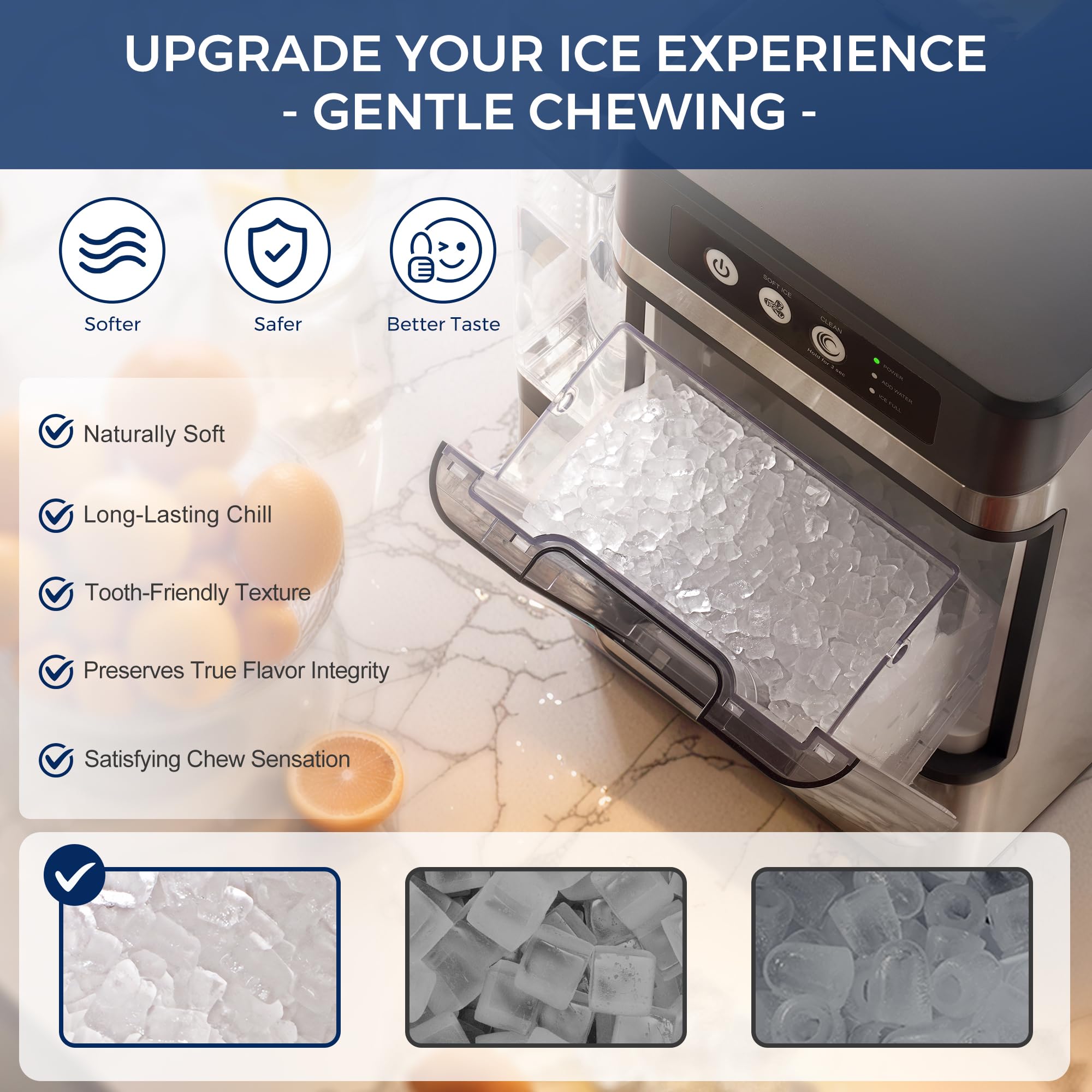 Nugget Ice Maker Countertop With 0.8gal Removable Tank For Chewable Ice, 41lbs/24h, One-Touch Fast Ice In 6 Mins, Self-Cleaning & Ultra Quiet For Home, Office, Party(Gray) on Fridge.com - View 5