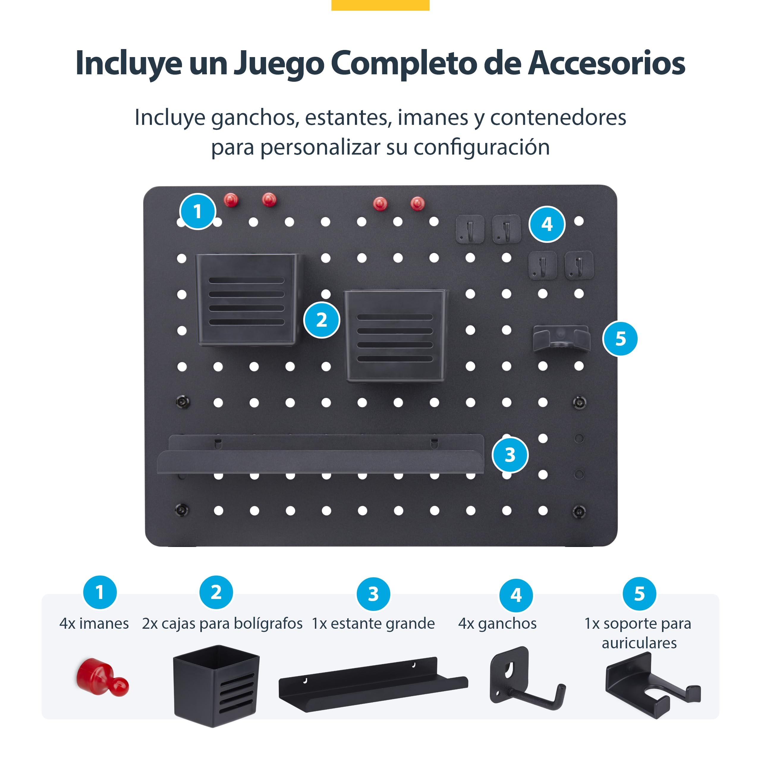 StarTech Tablero Perforado Acero con Abrazadera de Sobremesa 42x32cm Negro