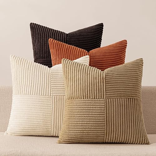 Miniatura 9 de MIULEE Juego de 4 fundas de cojín decorativas estilo bohemio y nórdico, modernas, de pana suave, decoración del hogar para sofá, sala de estar y