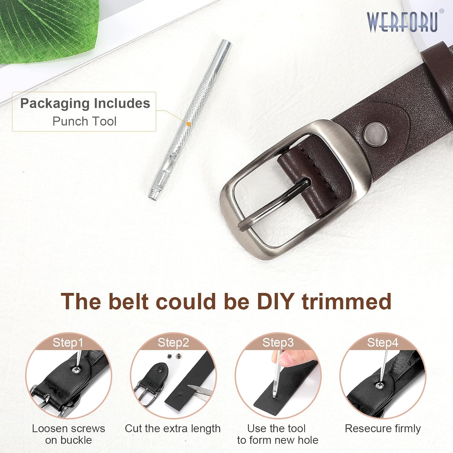 WERFORU Plus Size Belt for Women Leather Belt with Metal Buckle Ladies Casual Belt for Jeans Pants - Image 5