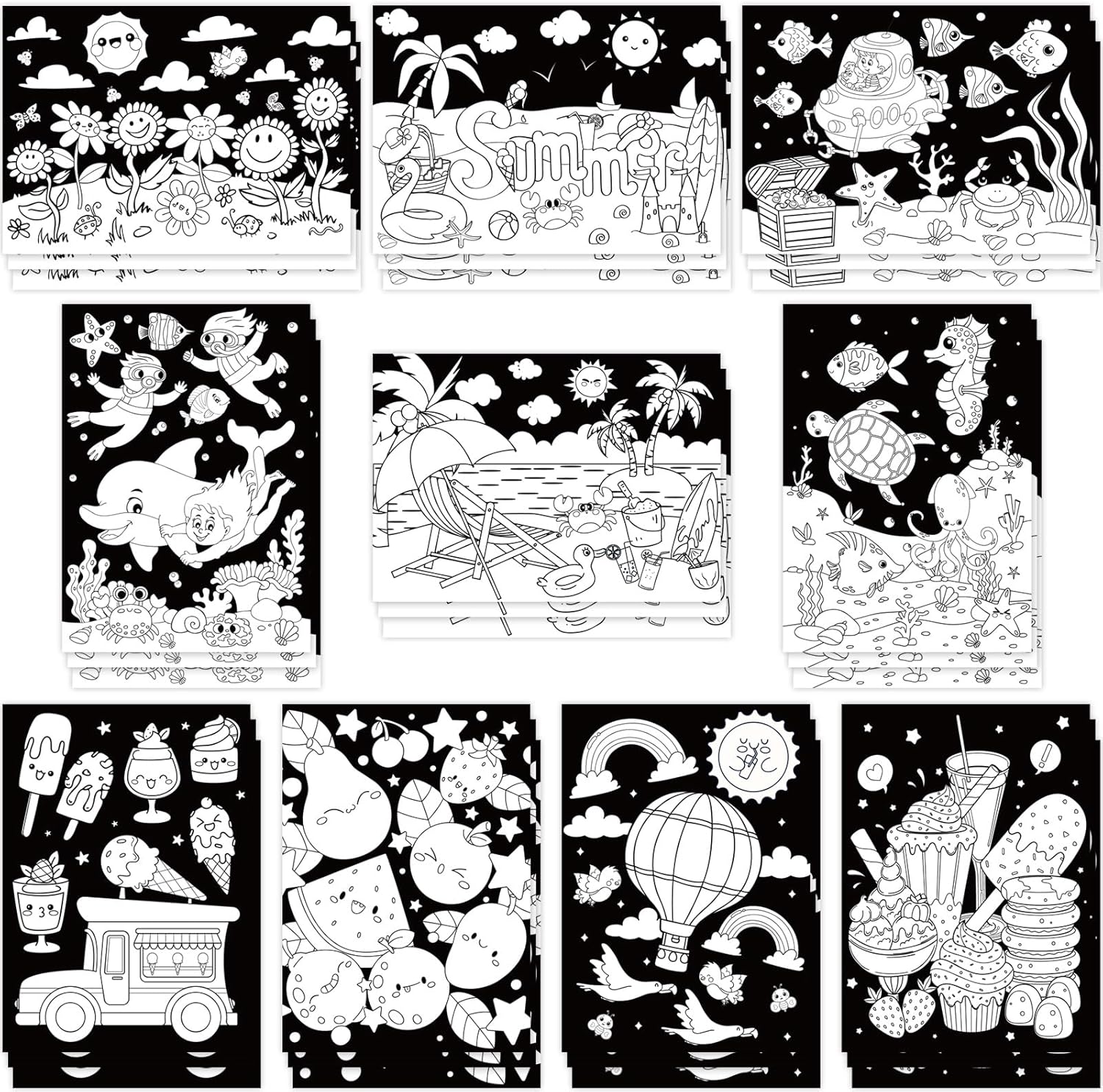 Amazon.com: Zhanmai 30 Pcs Funny Color Your Own Summer Posters DIY ...