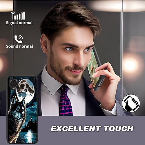 Miniatura 4 de RYUITHDJP Funda para teléfono Alcatel TCL A3 (A509DL) 5.5 pulgadas con Wolf Night Moon Case para Alcatel TCL A3 TPU elegante antideslizante cubierta